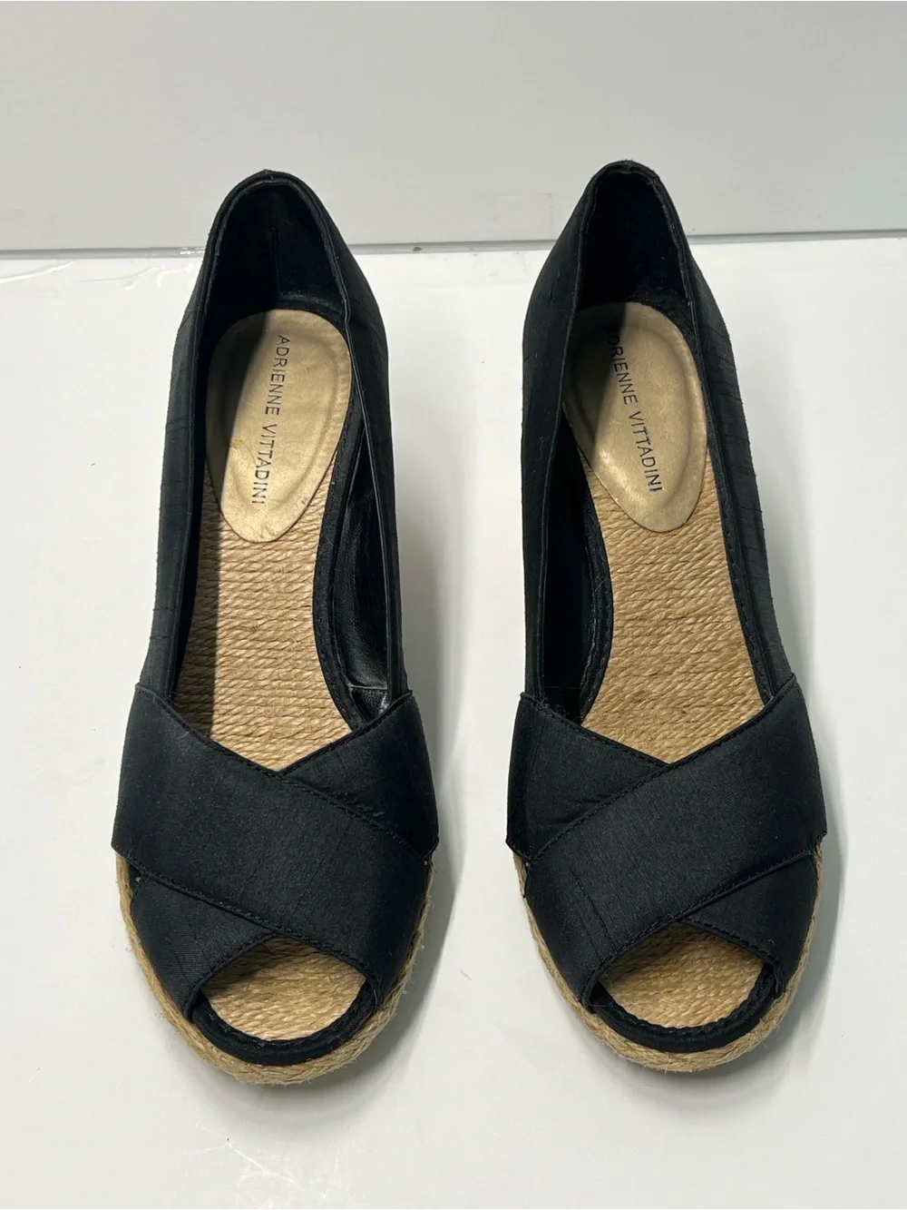 Adrienne Vittadini Women’s Size 8.5 Black Slip One Wedge Heel
